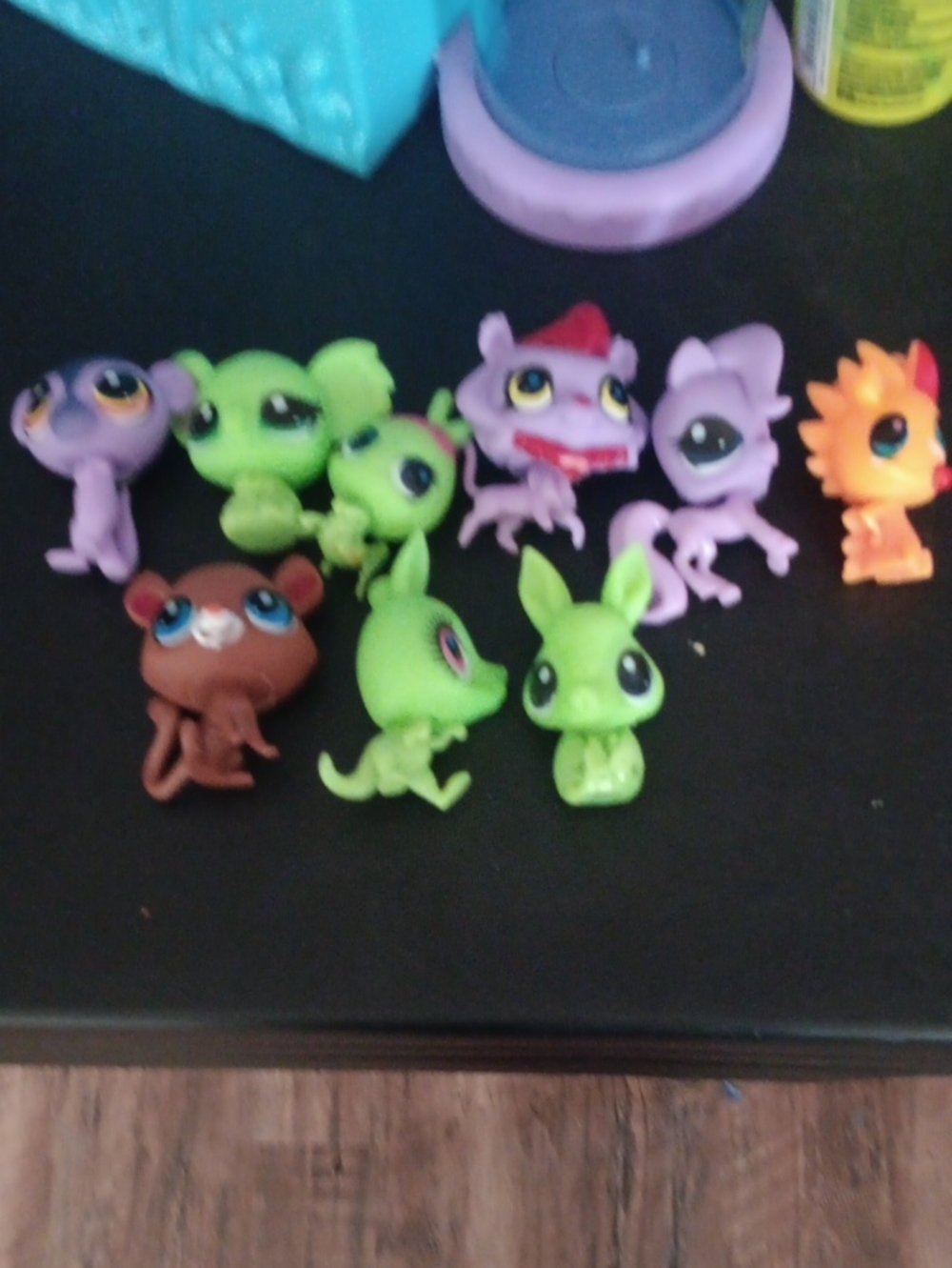 9 Lps Assorted Kids Toy Animal Figures - Bright Green, Purple, Brown, Orange Mix
